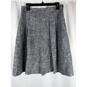 Talbots Womens Dark Gray Linen Blend A-Line Pleated‎ Skirt Size 2 Career Casual